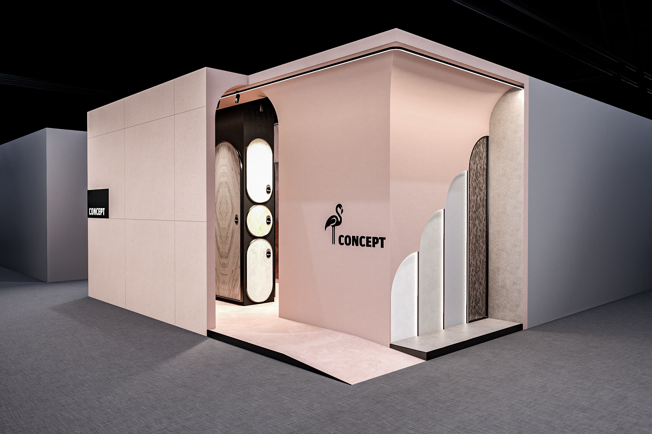 Photoreal render of the stand design
