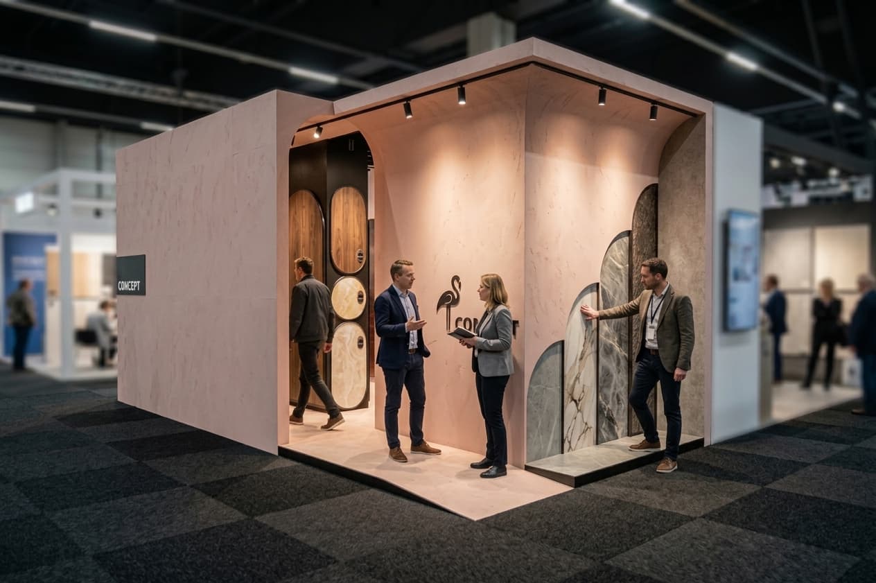 Visitors at the finished stand during the fair